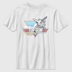 Boy's White Faded Top Gun Graphic Tee T-Shirt