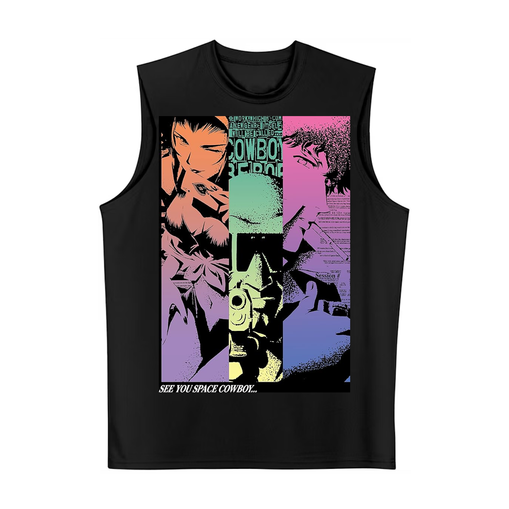 Women Junior's Black Cowboy Bebop Graphic Tank Top