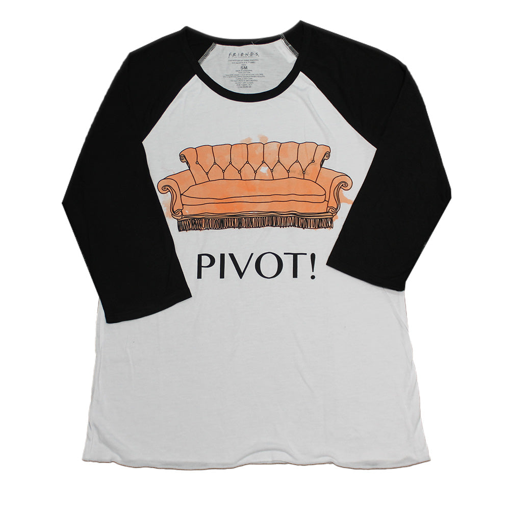 Women Junior's Raglan Friends Pivot! Watercolor Graphic Tee T-Shirt