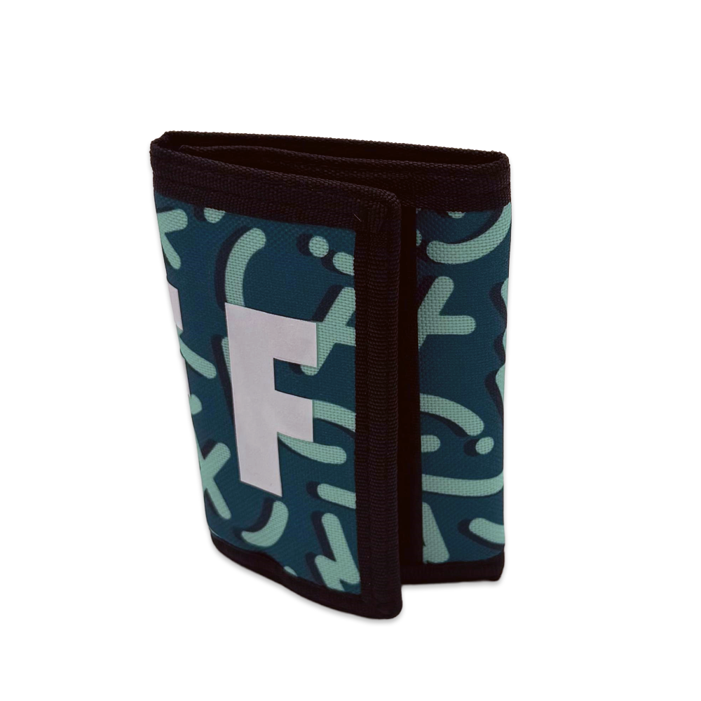 NEFF Teal Icon Trifold Wallet Black Hook & Loop