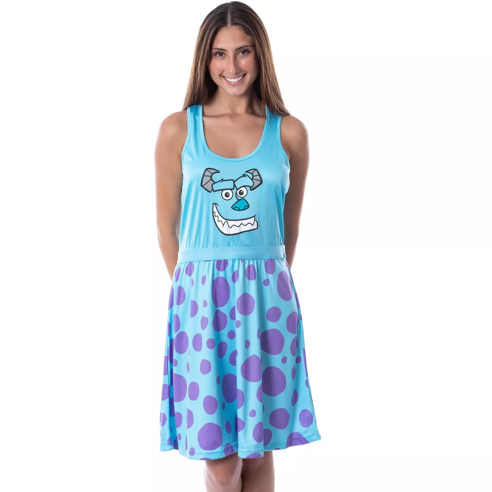 Disney Monsters Inc Womens Sulley Pajamas Nightgown Costume Dress Blue