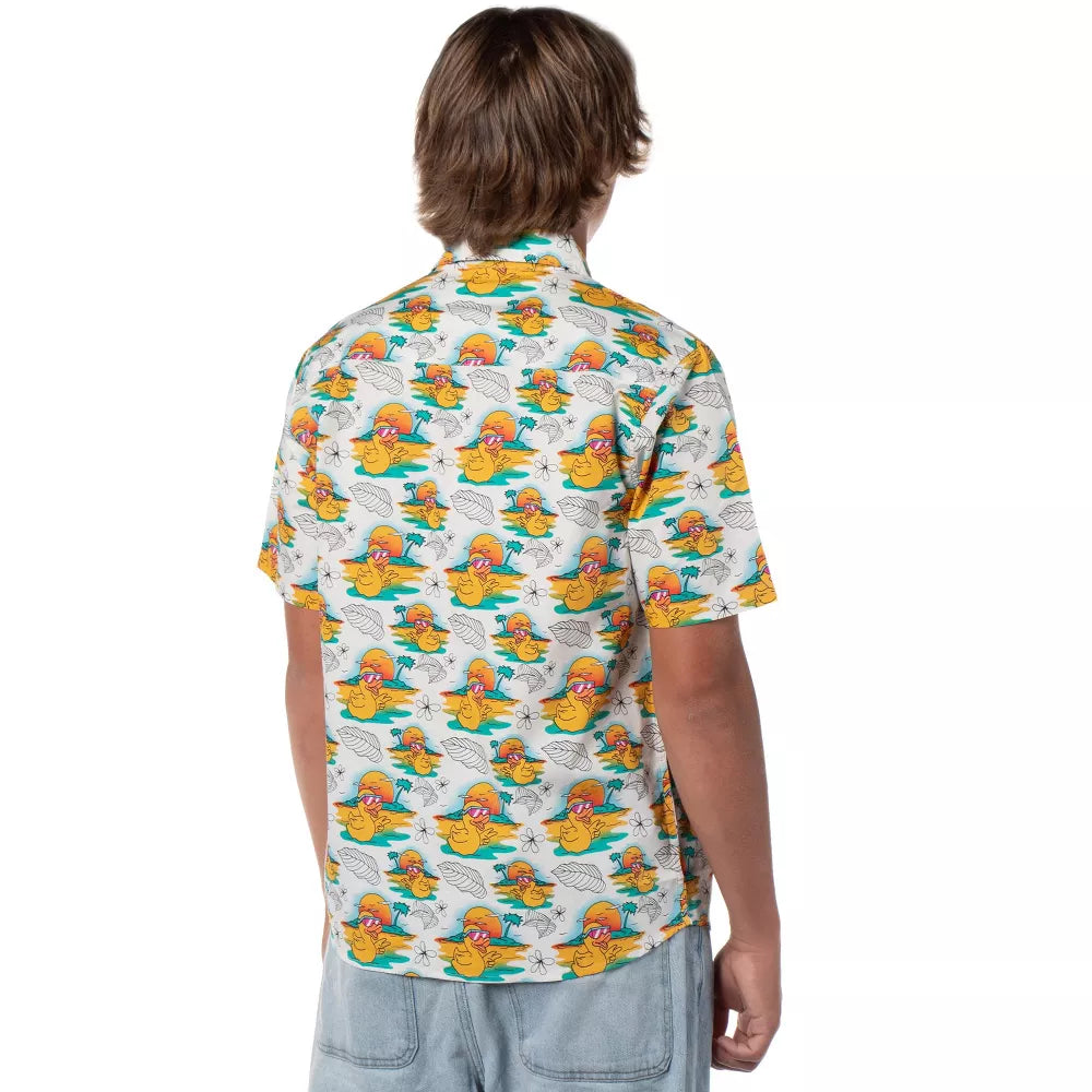 Neff Men's Hawaiian Duck AOP Adult Button-Down Short Sleeve Shirt