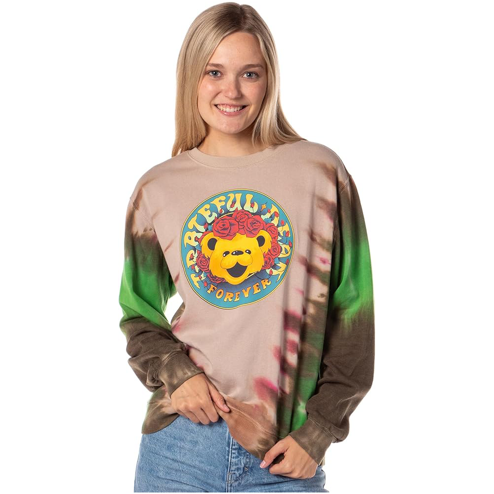 Grateful Dead Women's Forever Grateful Tie-Dye Crewneck Pullover Adult Sweatshirt