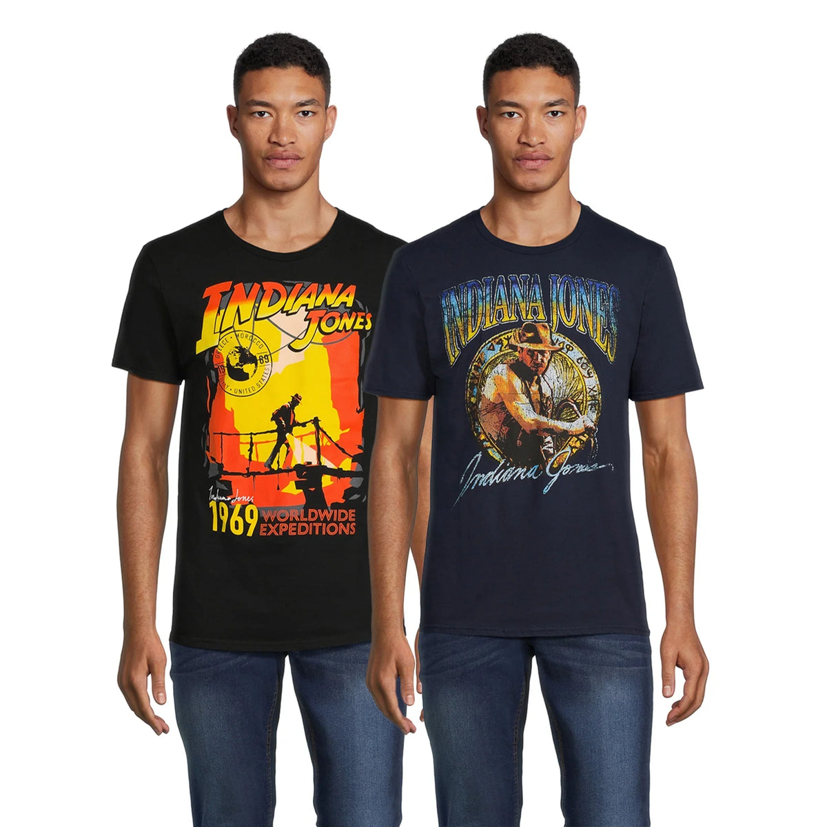 Men's Indiana Jones Retro Graphic T-Shirts, 2-Pack