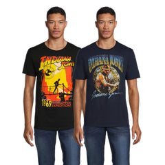 Men's Indiana Jones Retro Graphic T-Shirts, 2-Pack