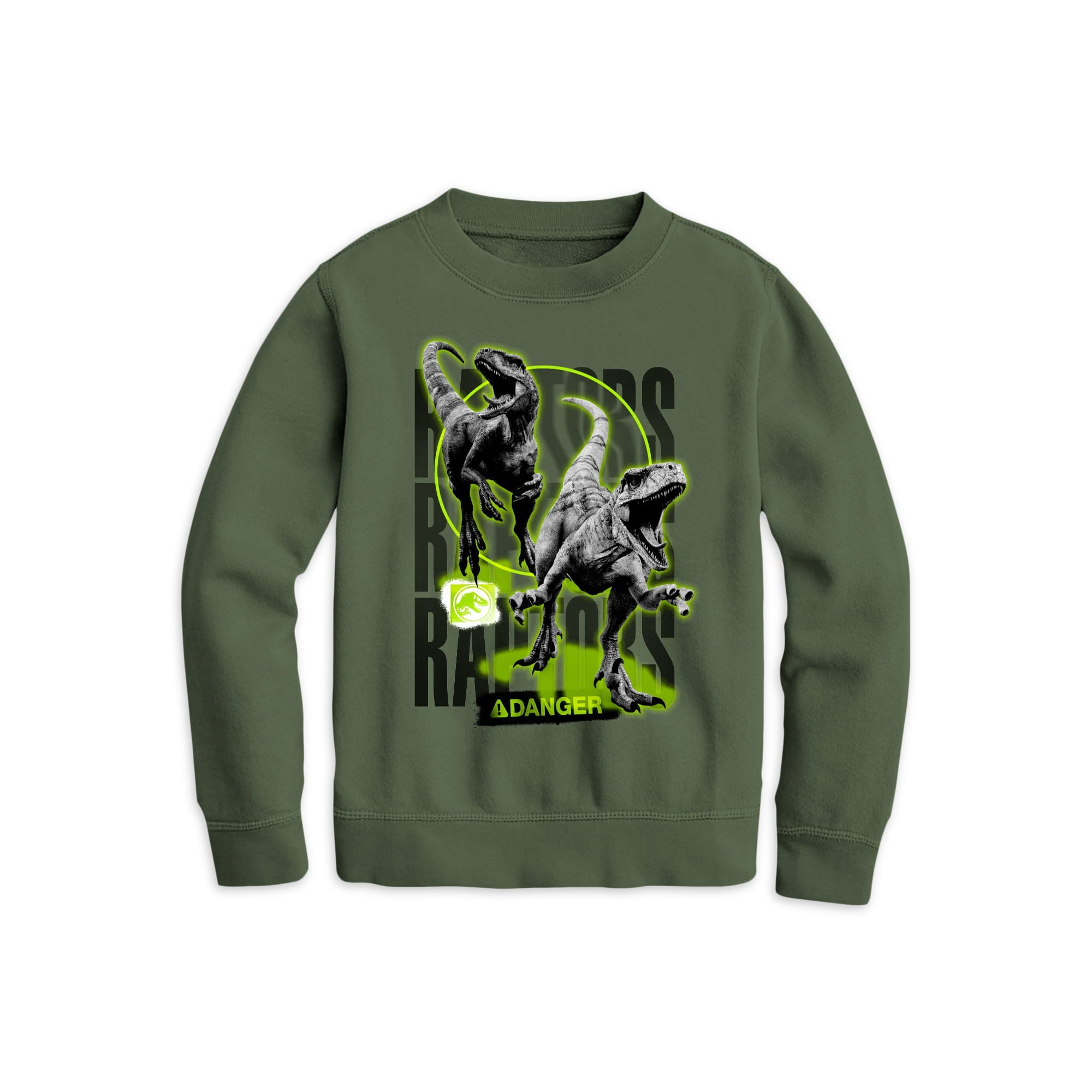 Boys Green Jurassic Park Raptor Graphic Sweatshirt