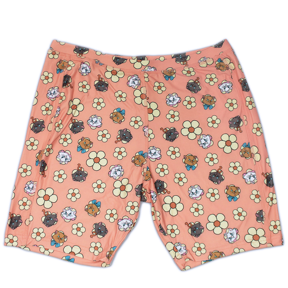 Light Orange Disney The Aristocats Floral AOP  Bike Shorts for Women