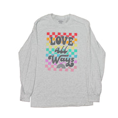 Women Junior's Grey Heather Love All Ways Long Sleeve Tee T-Shirt