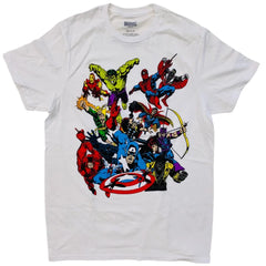 Men's White Retro Marvel Superheroes Graphic Tee