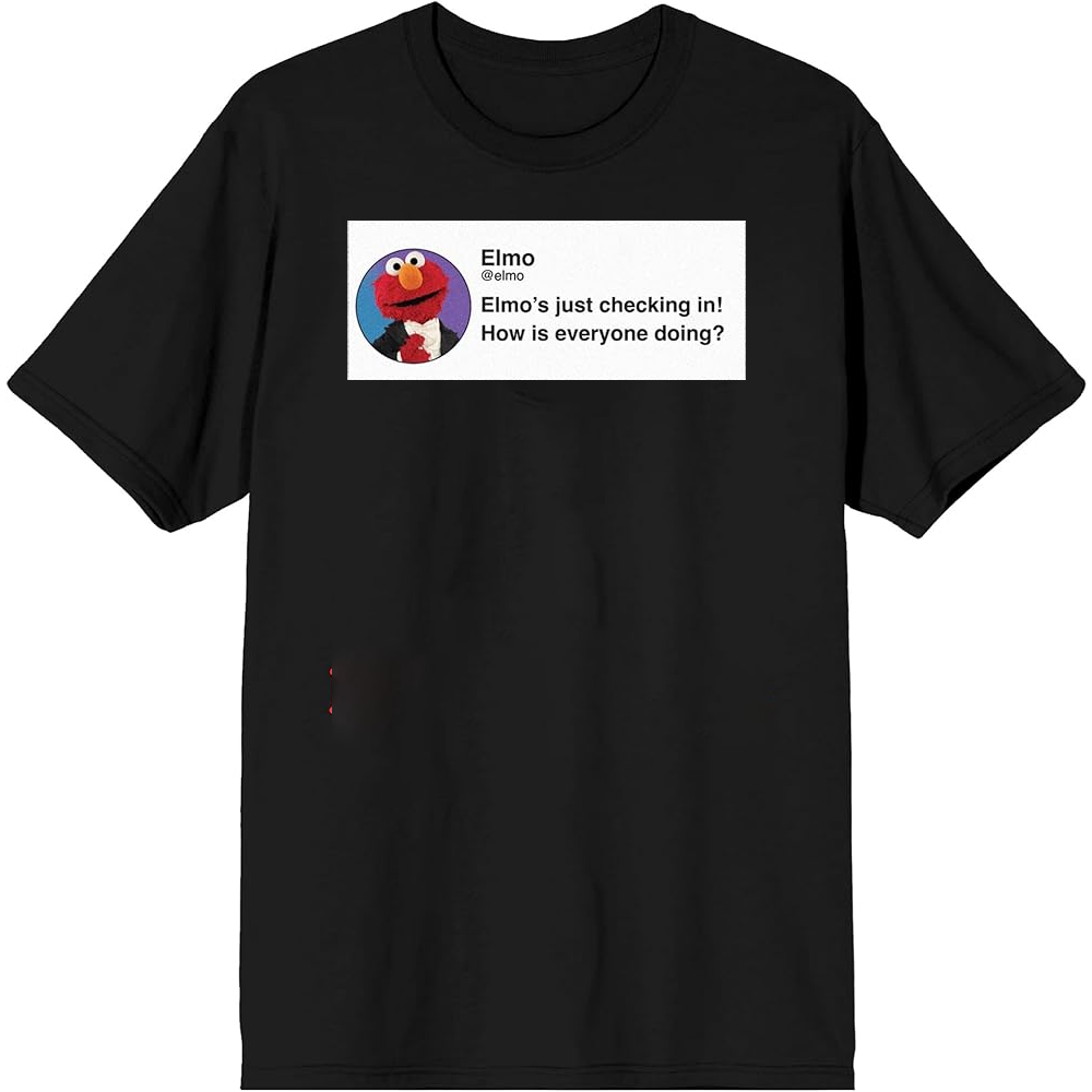 Men's Sesame Street Elmo Checking In Social Media T-Shirt Tee