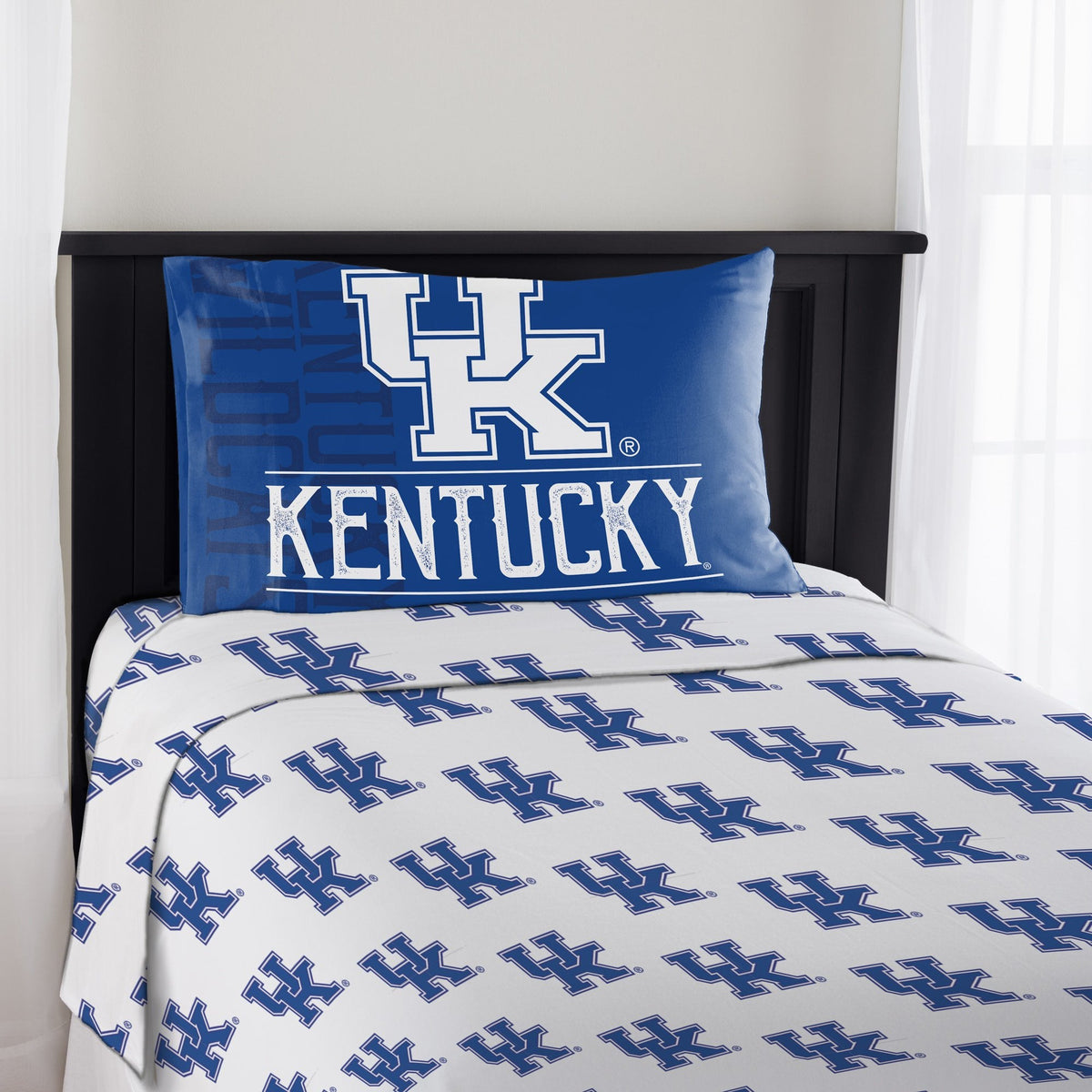 NCAA Kentucky Wildcats Twin Sheet Set, Affiliation Design, Team Colors, 100% Polyester, 3 Piece Set - Rex Distributor, Inc. Wholesale Licensed Products and T-shirts, Sporting goods,