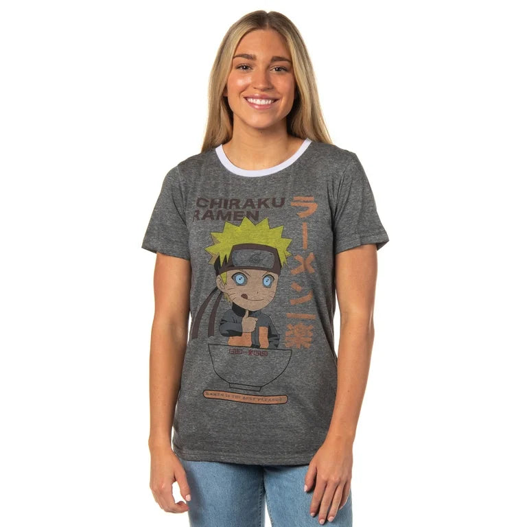 Women's Naruto Shippuden Ramen Is The Best Pleasure Ringer Burnout Graphic Print T-Shirt