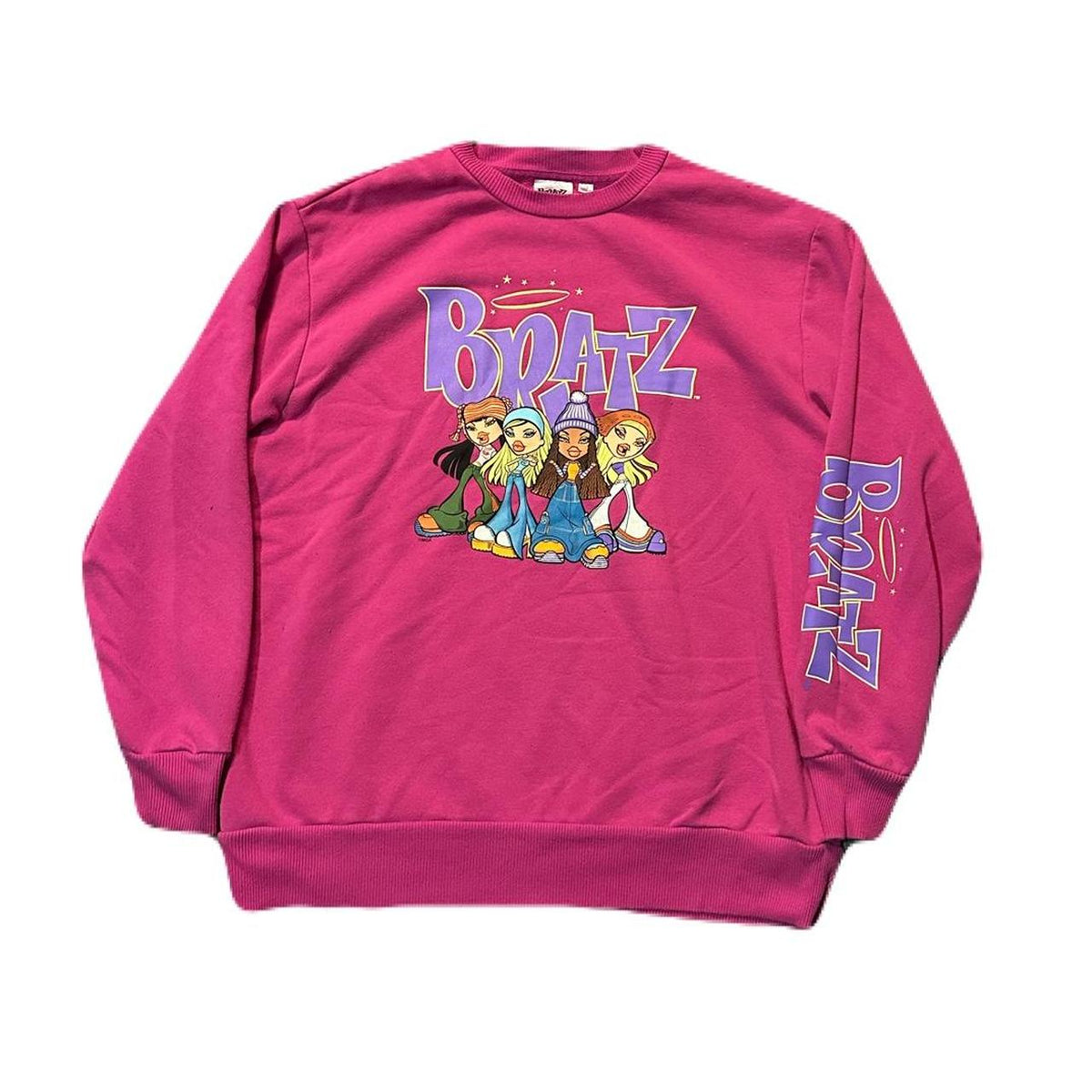 Pink Oversized Bratz Graphic Logo Crewneck Pullover Sweater