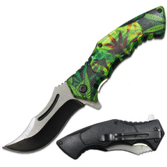 PK 6080-M2 4.5" Cannabis Leaf Handle Assist-Open Folding Knife with Belt Clip - Rex Distributor, Inc. Wholesale Licensed Products and T-shirts, Sporting goods,