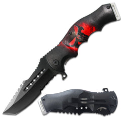 PK 6080-SK 4.5" Red Skull Handle Assist-Open Folding Knife with Belt Clip - Rex Distributor, Inc. Wholesale Licensed Products and T-shirts, Sporting goods,