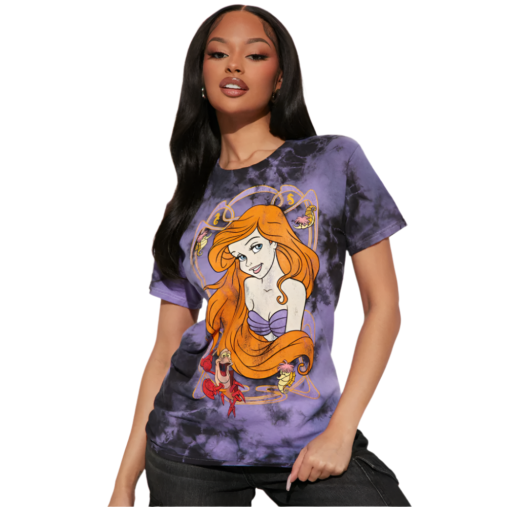 Women Juniors' The Little Mermaid Tie Dye T-Shirt