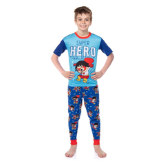 Ryan's World Pajamas Boys' Super Hero Shirt and Plush Pants Kids Pajama Set