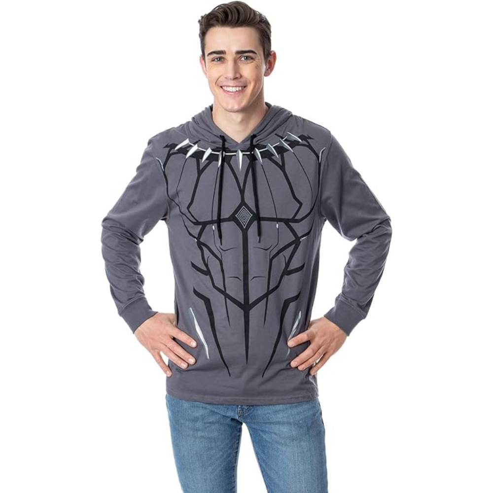 Marvel Men's Black Panther Costume Lightweight Adult Pullover Hoodie