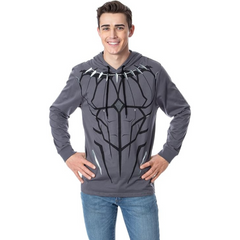 Marvel Men's Black Panther Costume Lightweight Adult Pullover Hoodie