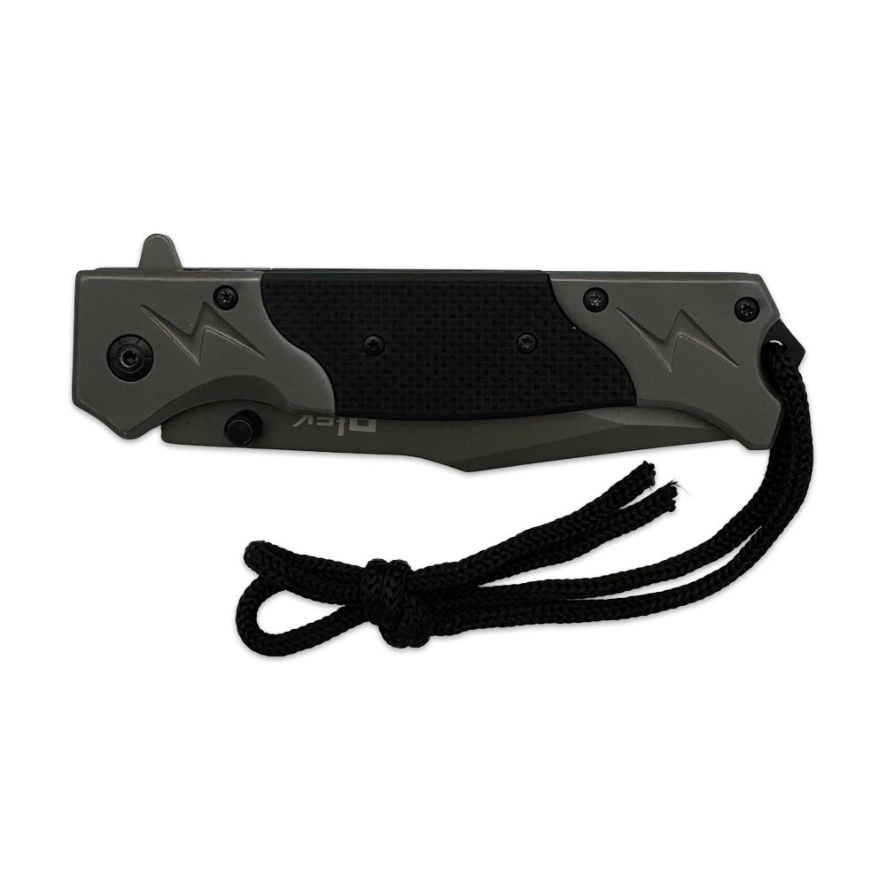 RT 2013-BK 5" Black Lightning bolt G-10 Handle Assist Open Folding Knife with Glass Breaker