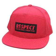 Adult Red Respect Box Logo Snapback Hat