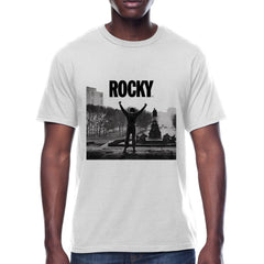 Men's White Rocky Stairs Graphic Crew Neck T-Shirt Tee - Rex Distributor, Inc. Wholesale Licensed Products and T-shirts, Sporting goods,