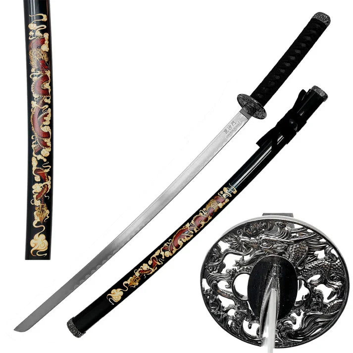 SWSA 124BK-DGS 39.5" Samurai Sword with Black Dragon Printing Scabbard - Rex Distributor, Inc. Wholesale Licensed Products and T-shirts, Sporting goods,