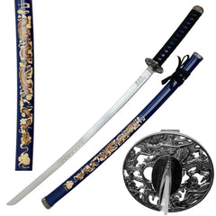 SWSA 124BL-DGS 39.5" Samurai Sword with Blue Dragon Printing Scabbard - Rex Distributor, Inc. Wholesale Licensed Products and T-shirts, Sporting goods,