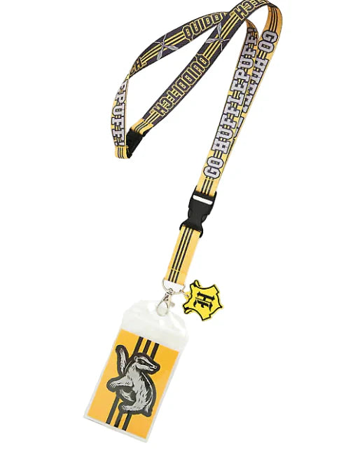Harry Potter Hufflepuff Reversible ID Lanyard Badge Holder with 2" Rubber Charm