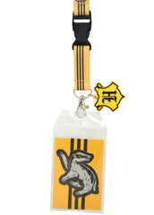 Harry Potter Hufflepuff Reversible ID Lanyard Badge Holder with 2" Rubber Charm