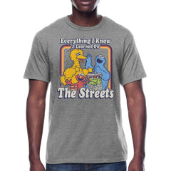 Men's Grey Sesame Street Everything I Know Graphic Tee T-Shirt