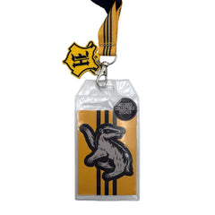 Harry Potter Hufflepuff Reversible ID Lanyard Badge Holder with 2" Rubber Charm