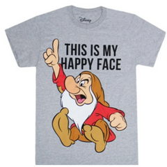 Men's Disney Grumpy This is My Happy Face T-Shirt Tee