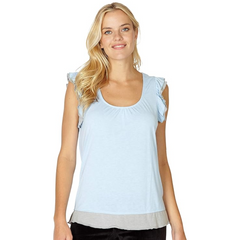 Women's Short Sleeve Scoop Neck Ruffle Sleeve Top