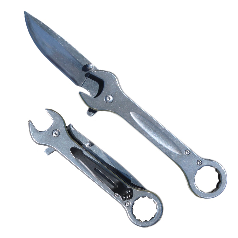 WRK 2712-SL 5" Silver  Wrench-Shaped Spring Assist-Open Folding Knife - Rex Distributor, Inc. Wholesale Licensed Products and T-shirts, Sporting goods,