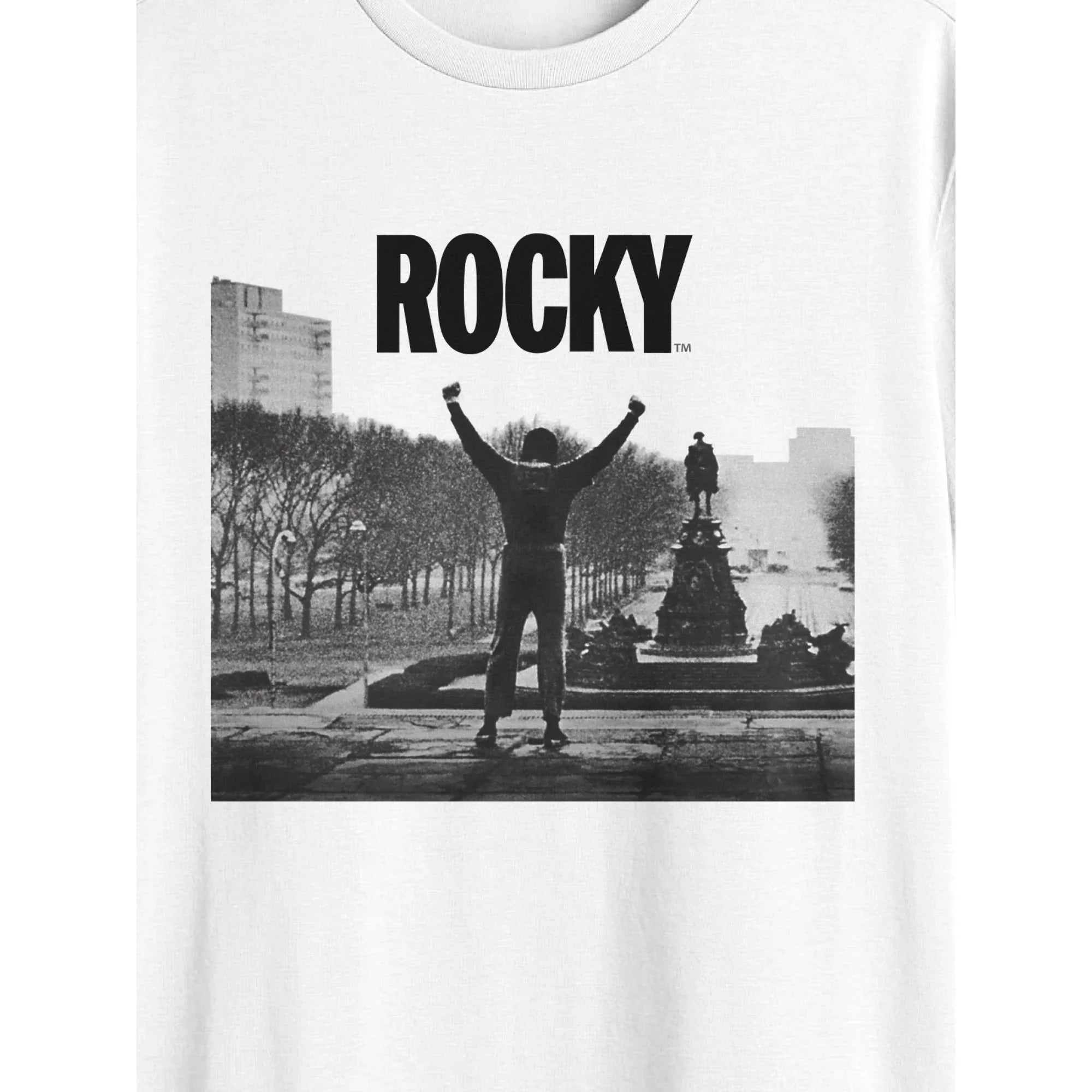 Men's White Rocky Stairs Graphic Crew Neck T-Shirt Tee - Rex Distributor, Inc. Wholesale Licensed Products and T-shirts, Sporting goods,