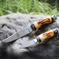 BC 815 8.5" & 4.5" Bone Collector Two Piece Hunting Knife Set with Leather Sheath