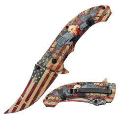 BF 1531-JJ 4.75" Patriotic Jesse James Trailing Point Blade Assist-Open Folding Knife