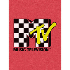 Boy's Red Heather MTV Checkered Logo Tee T-Shirt