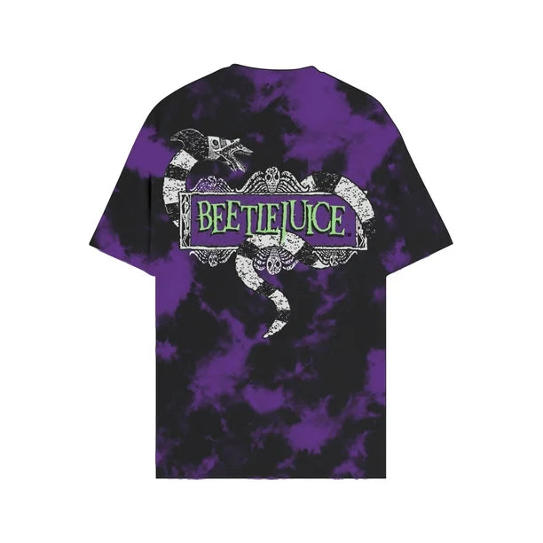 Men's Purple Acid Wash Beetlejuice Graphic Tee T-Shirt