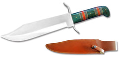 DC 2011-14BNW 15" Black & Green Pakkawood Handle Bowie Hunting Knife with Leather Sheath