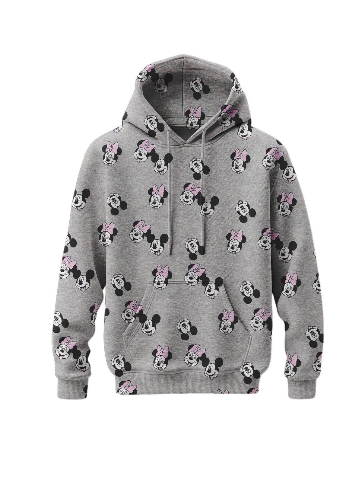 Girls Grey Disney Mickey & Minnie Hoodie Mood Faces