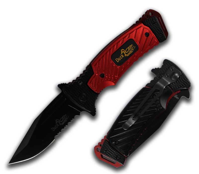 DK 0033-RD 4.5" Red Assist-Open Tactical Handle Duck USA Folding Knife