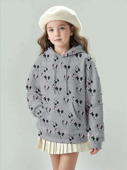 Girls Grey Disney Mickey & Minnie Hoodie Mood Faces