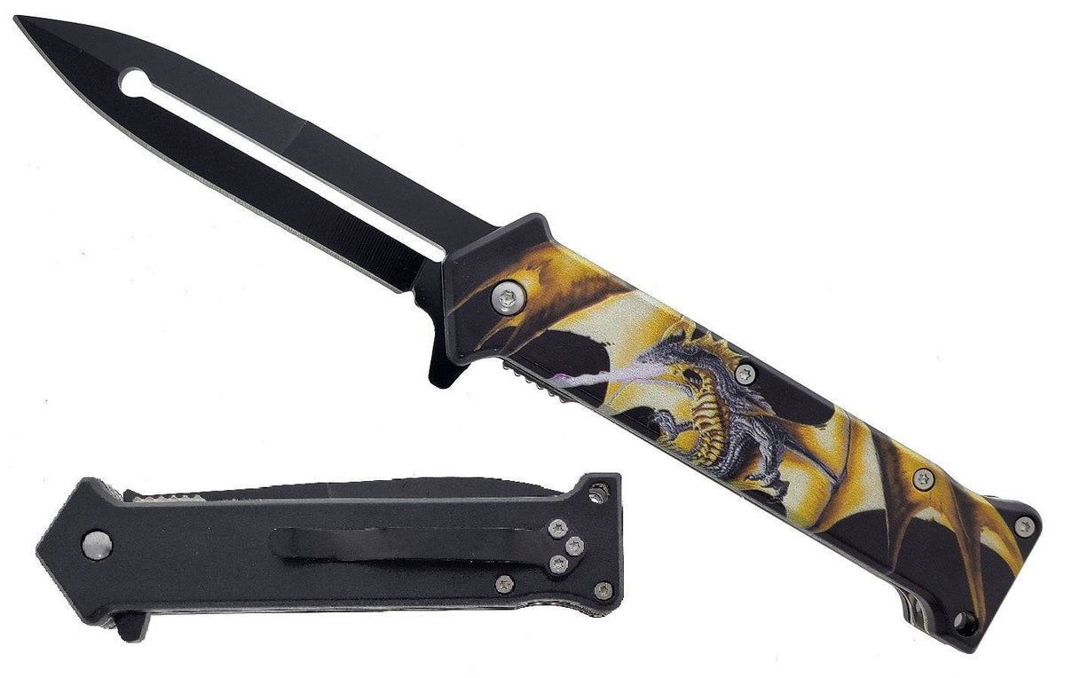 KS 1024-DG3 4.5" Assist-Open Knife - Fantasy Dragon Print Handle