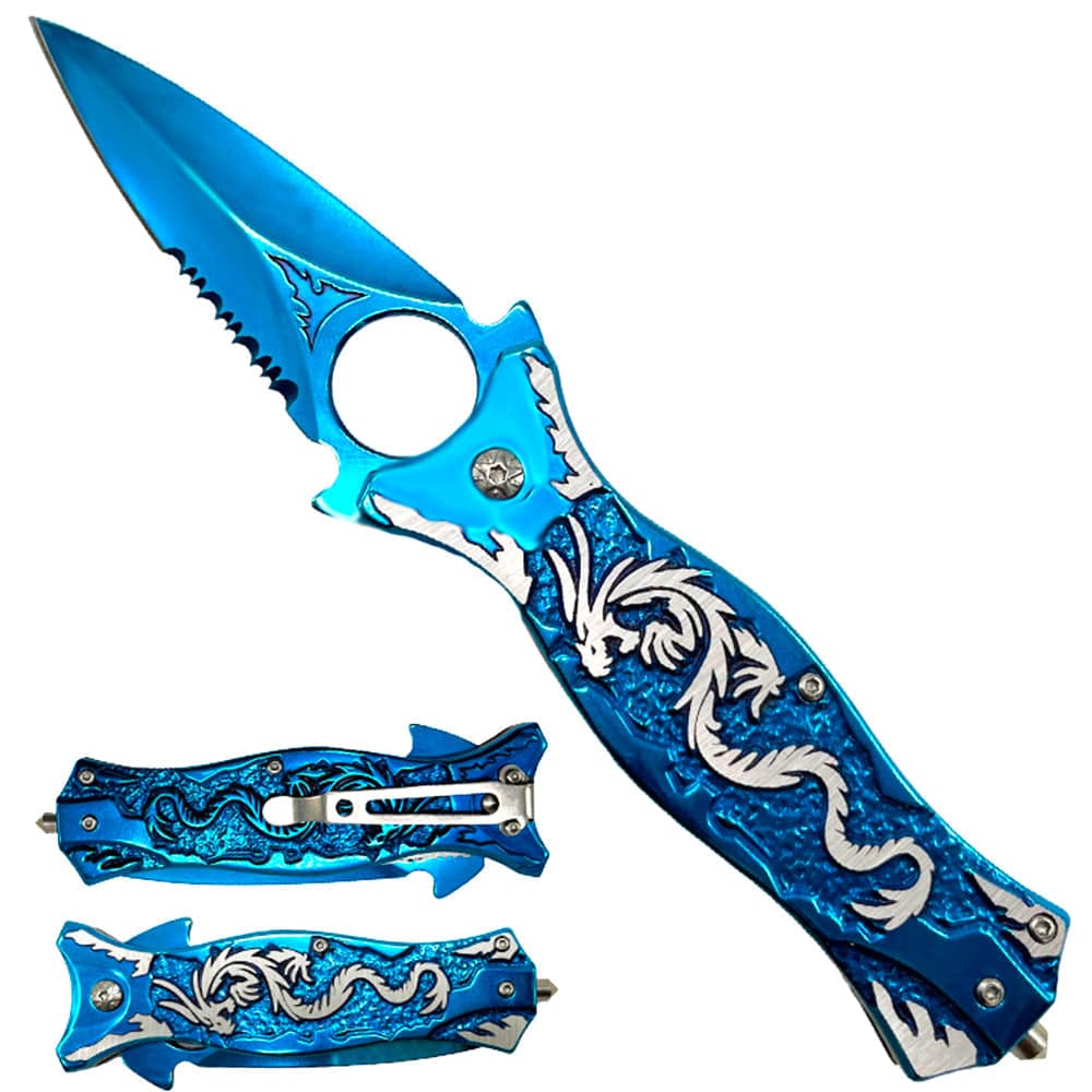 DK 2022-BLDR 4.75" Duck USA Assist-Open Dragon Spear Point Folding Pocket Knife
