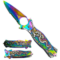 DK 2022-RBDR 4.75" Duck USA Assist-Open Dragon Spear Point Folding Pocket Knife