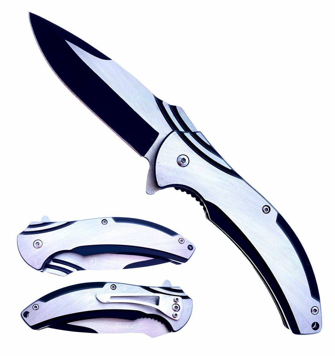 KS 3692-BK 4.75" Titanium Black & Silver Assist-Open Pocket Knife - Rex Distributor, Inc. Wholesale Licensed Products and T-shirts, Sporting goods,