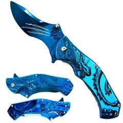 KS 3926-BL 4.75" Assist-Open Warrior Dragon's Claw Folding Pocket Knife with Belt Clip