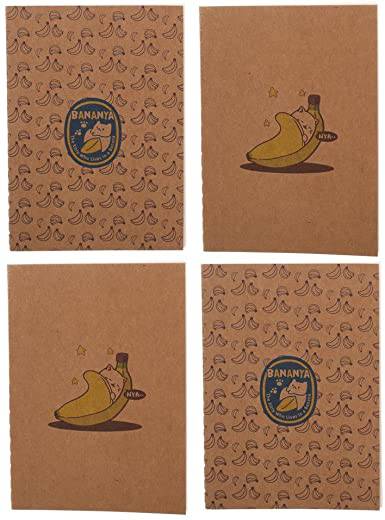 Bananya The Kitty Who Lives In A Banana Set of 4 Pocket Field Note Journals 5.5" x4